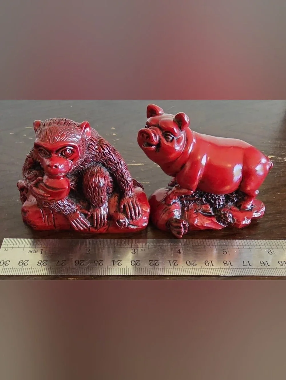 Red Small Pets Figurine Set - Decorative Pet Statues